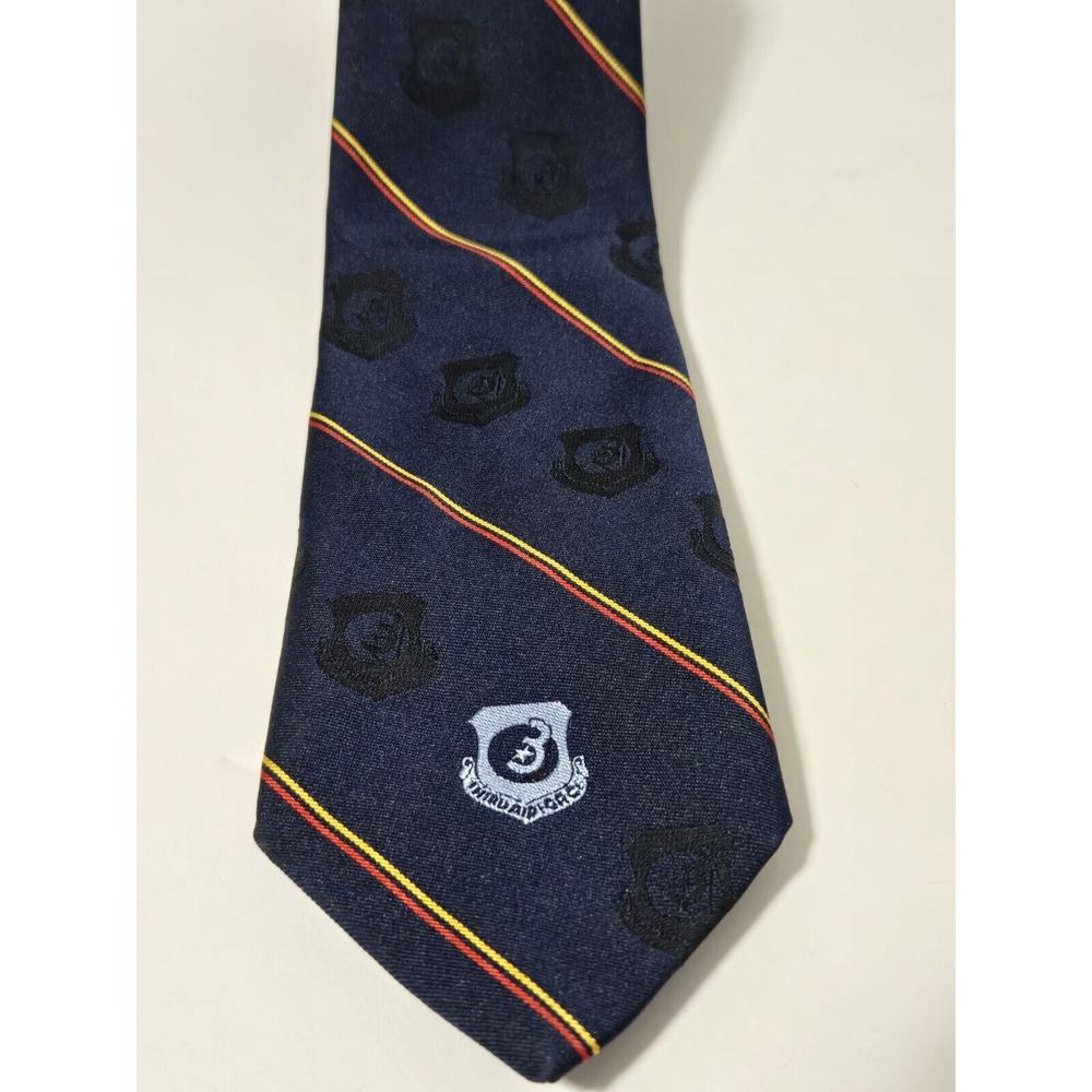 RARE Third Air Force Logo Mens Tie Navy Blue W/ Stripes &Black Pattern~ Uncommon
